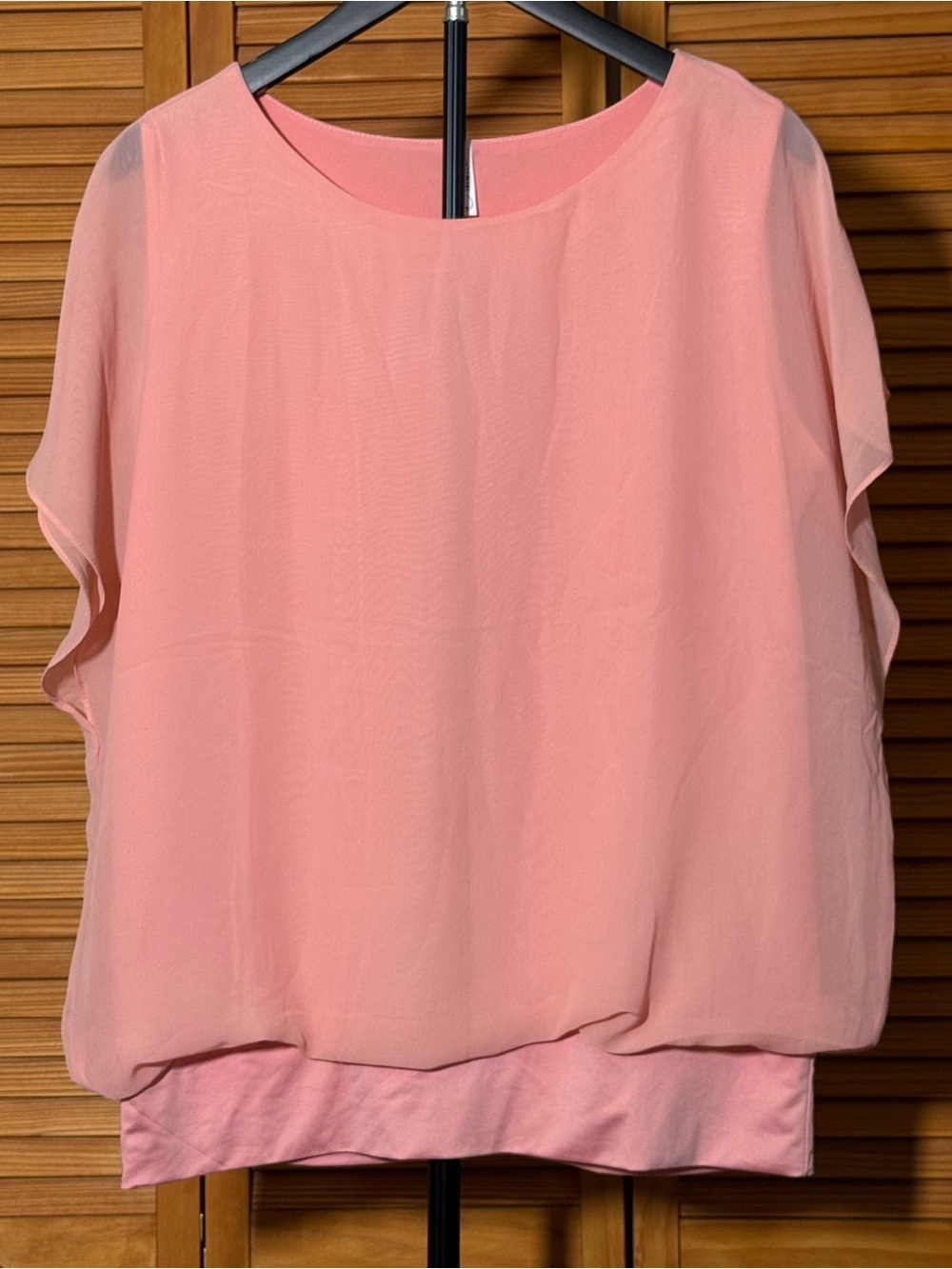 Women's Soft Pink Layered Short-Sleeve Blouse